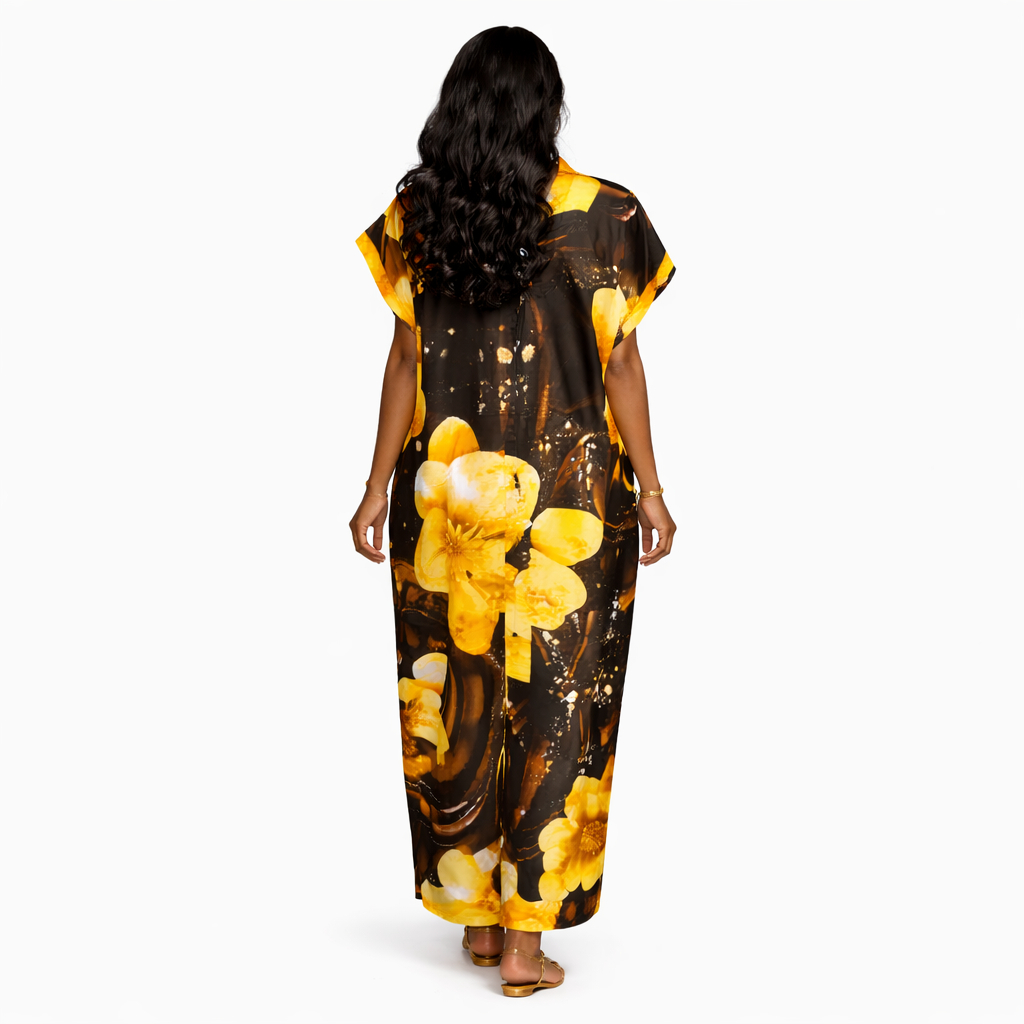 Golden Bloom Tassel Maxi Gown